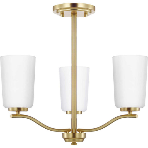 Adley 3-Light Convertible Chandelier in Satin Brass