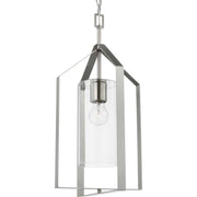 Vertex Clear Glass Foyer Pendant in Brushed Nickel