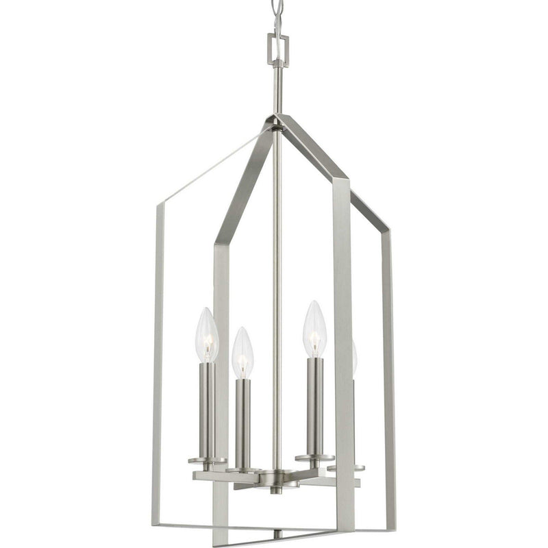 Vertex 4-Light Foyer Pendant in Brushed Nickel
