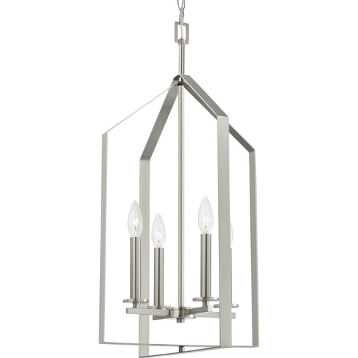 Vertex 4-Light Foyer Pendant in Brushed Nickel