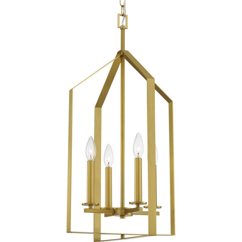 Vertex 4-Light Foyer Pendant in Brushed Gold