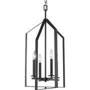 Vertex 4-Light Foyer Pendant in Matte Black