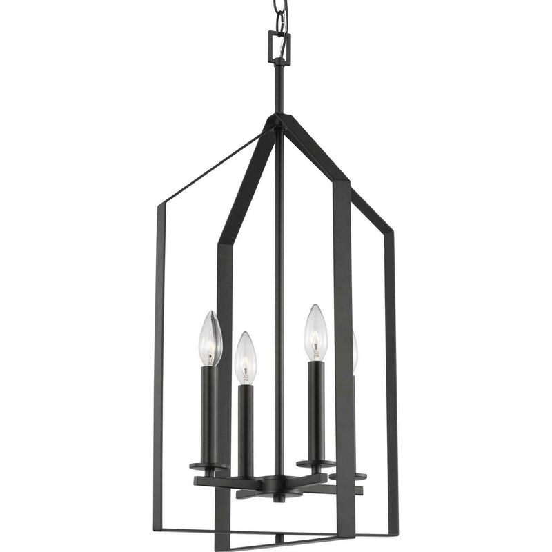 Vertex 4-Light Foyer Pendant in Matte Black