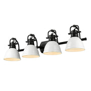 Duncan 4-Light Bath Vanity in Matte Black with White Shades - Lamps Expo