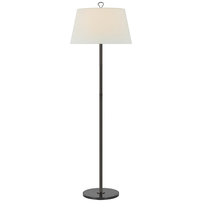 Griffin Large Floor Lamp in Bronze and Chocolate Leather