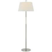 Griffin Large Floor Lamp in Polished Nickel and Parchment Leather