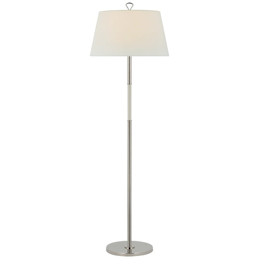 Griffin Large Floor Lamp in Polished Nickel and Parchment Leather