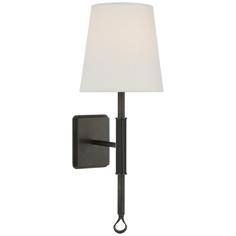 Griffin Wall Sconce in Bronze and Chocolate Leather