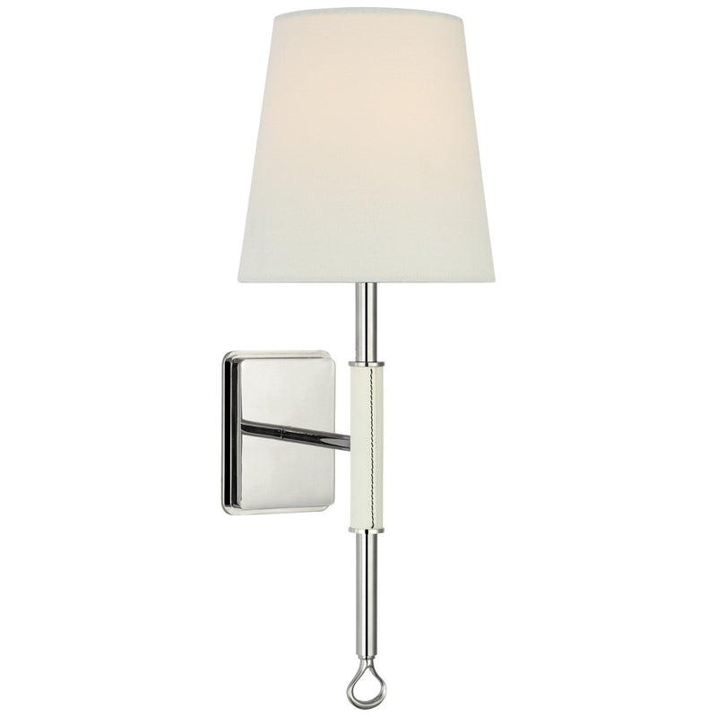 Griffin Wall Sconce in Polished Nickel and Parchment Leather