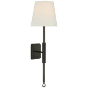 Griffin Tail Wall Sconce in Bronze and Chocolate Leather