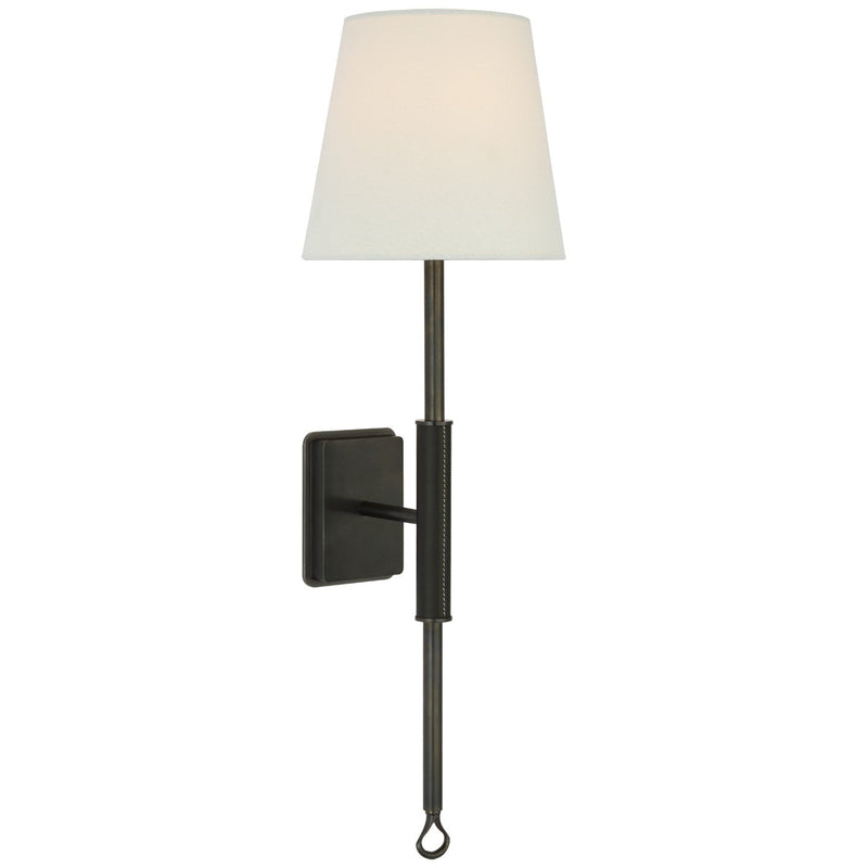 Griffin Tail Wall Sconce in Bronze and Chocolate Leather