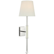 Griffin Tail Wall Sconce in Polished Nickel and Parchment Leather