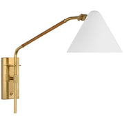 Laken Medium Articulating Wall Sconce in Hand-Rubbed Antique Brass and Natural Rattan