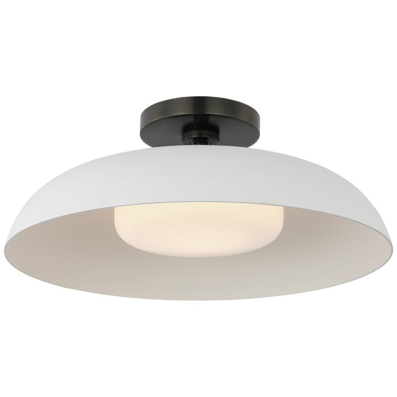 Cyrus 16" Semi-Flush Mount in Bronze and White