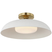 Cyrus 16" Semi-Flush Mount in Hand-Rubbed Antique Brass and White