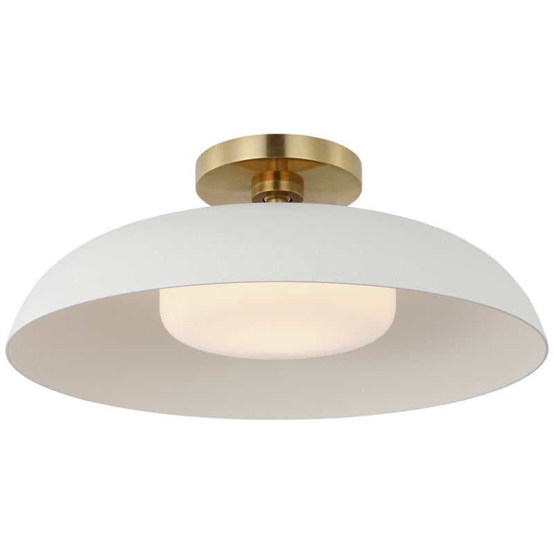 Cyrus 16" Semi-Flush Mount in Hand-Rubbed Antique Brass and White