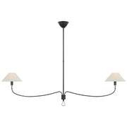 Griffin Grande Linear 2-Light Chandelier in Bronze and Chocolate Leather