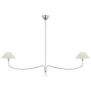 Griffin Grande Linear 2-Light Chandelier in Polished Nickel and Parchment Leather