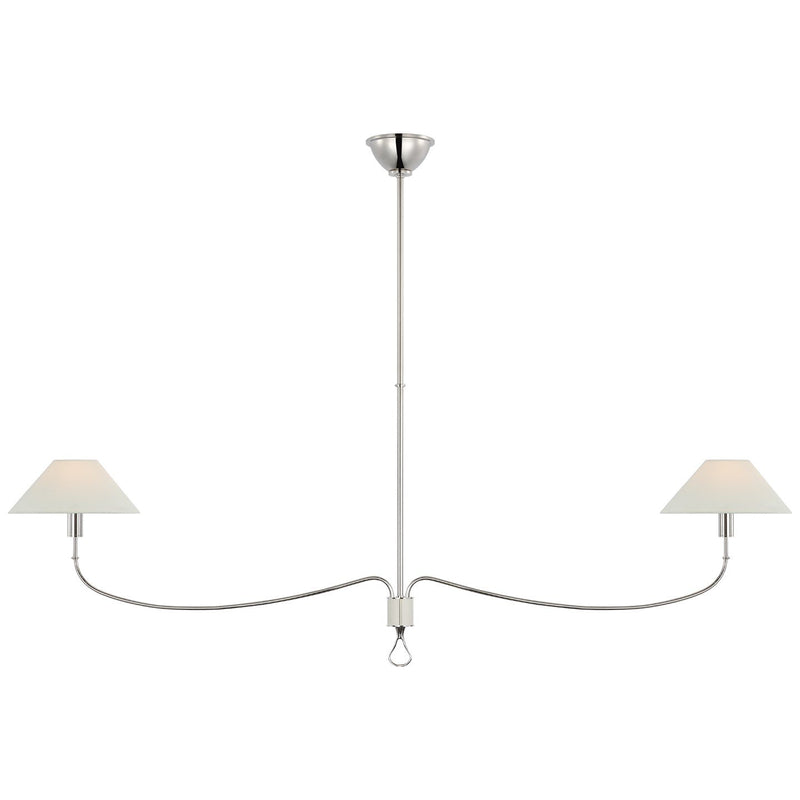Griffin Grande Linear 2-Light Chandelier in Polished Nickel and Parchment Leather
