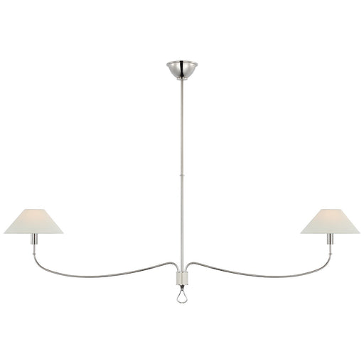 Griffin Grande Linear 2-Light Chandelier in Polished Nickel and Parchment Leather