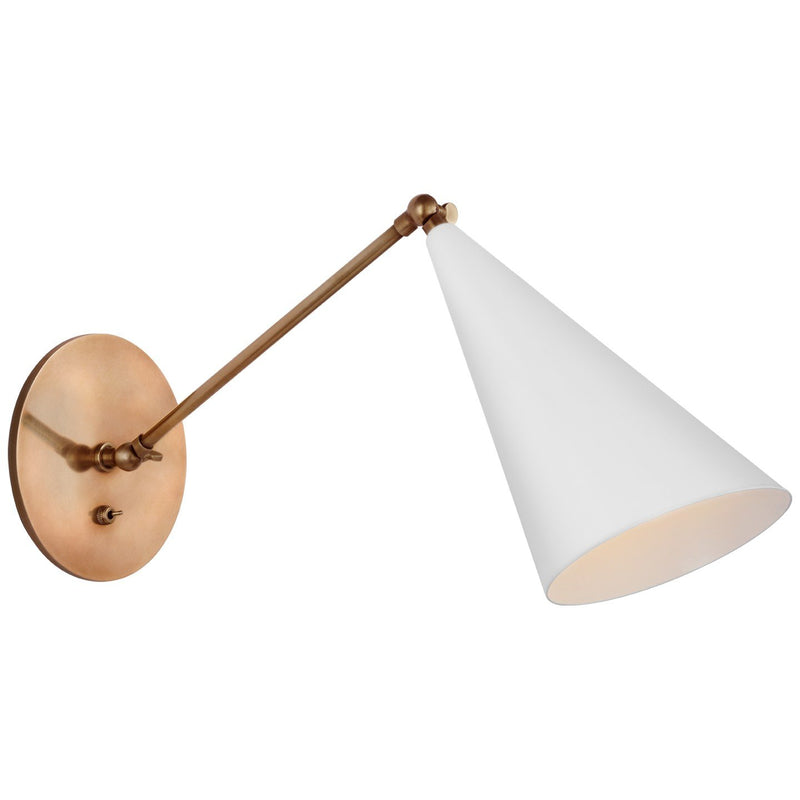 Clemente Single Arm Library Swing Arm Wall Lamp in White
