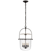 Lorford Small Smoke Bell 4-Light Lantern Pendant in Aged Iron