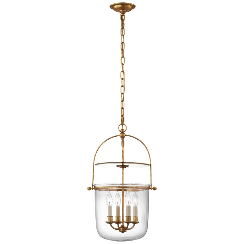 Lorford Small Smoke Bell 4-Light Lantern Pendant in Gilded Iron