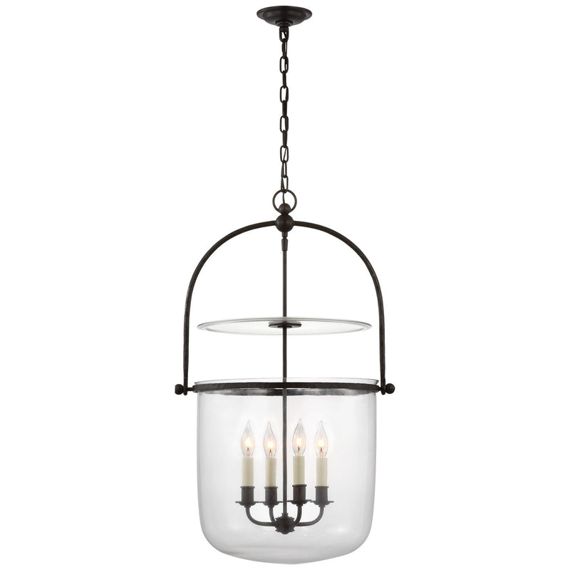 Lorford Smoke Bell 20" 4-Light Lantern Pendant in Aged Iron