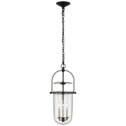 Lorford Tall Smoke Bell 3-Light Lantern Pendant in Aged Iron