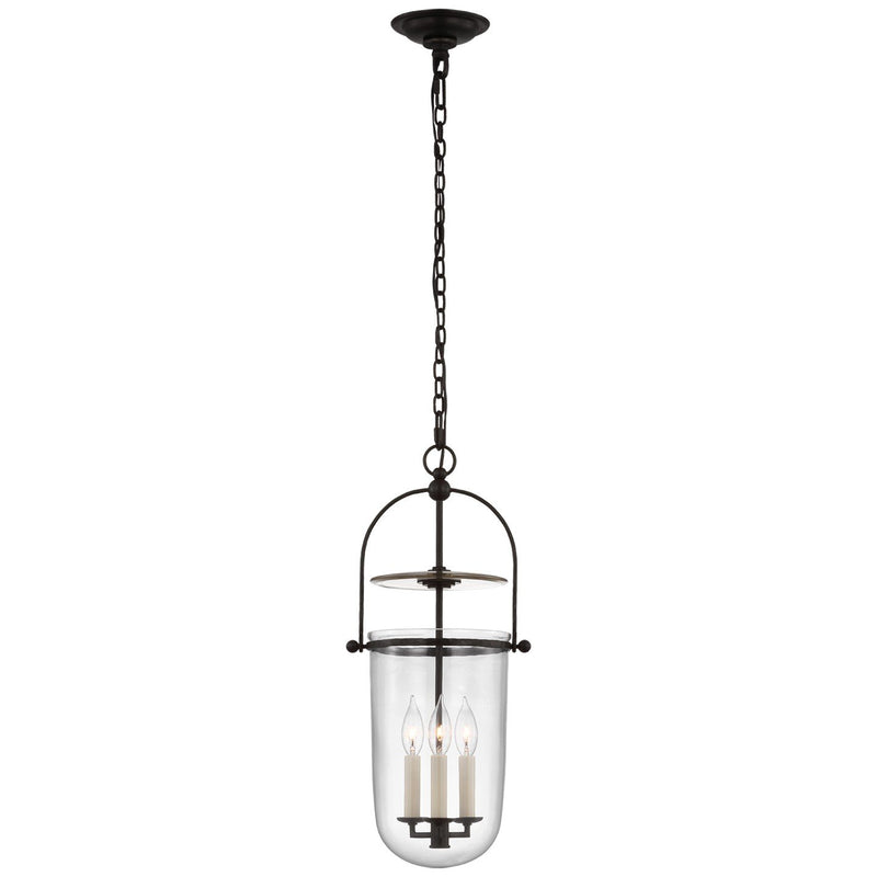 Lorford Tall Smoke Bell 3-Light Lantern Pendant in Aged Iron