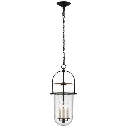Lorford Tall Smoke Bell 3-Light Lantern Pendant in Aged Iron