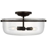 Lorford Medium 15" 3-Light Semi-Flush Mount in Aged Iron
