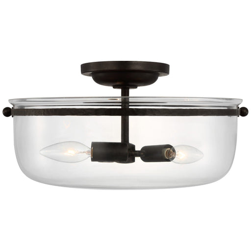 Lorford Medium 15" 3-Light Semi-Flush Mount in Aged Iron