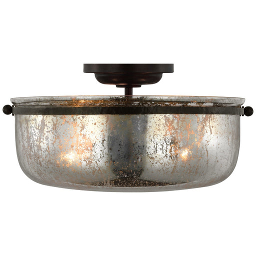 Lorford Medium 15" 3-Light Semi-Flush Mount in Aged Iron