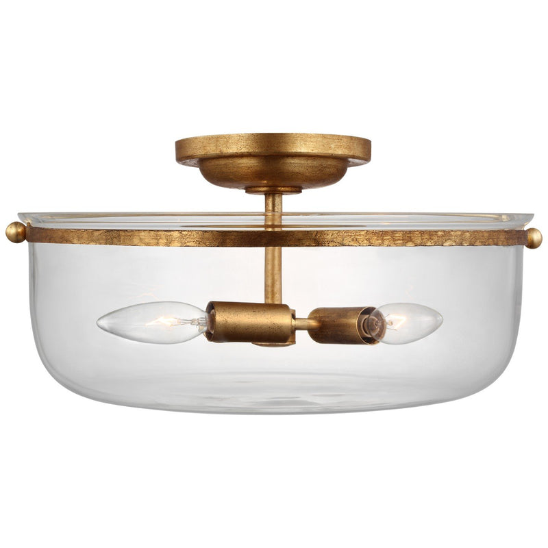 Lorford Medium 15" 3-Light Semi-Flush Mount in Gilded Iron