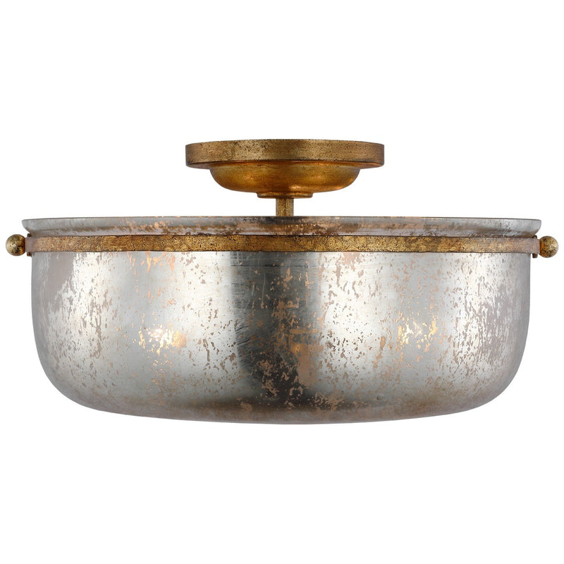 Lorford Medium 15" 3-Light Semi-Flush Mount in Gilded Iron