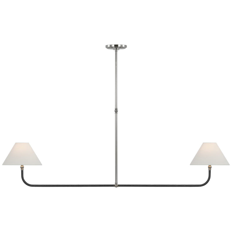 Basden Extra Large 2-Light Linear Pendant in Polished Nickel and Black Rattan