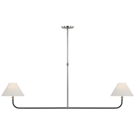 Basden Extra Large 2-Light Linear Pendant in Polished Nickel and Black Rattan