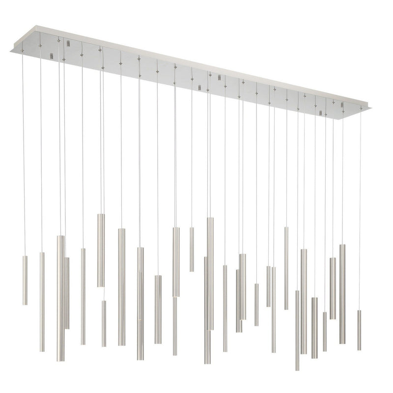Santana 30-Light 72" Linear Multi-Drop Pendant in Satin Nickel