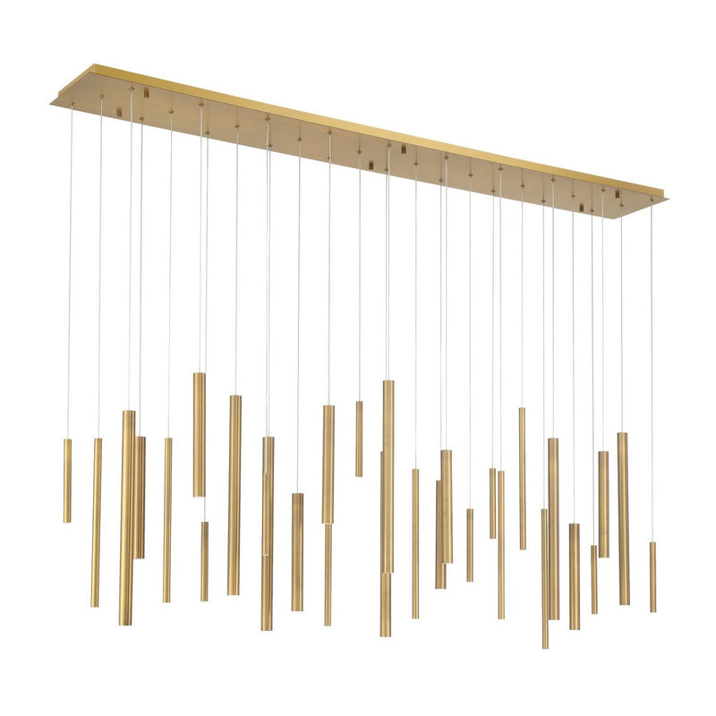 Santana 30-Light 72" Linear Multi-Drop Pendant in Antique Brass
