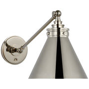 Parkington Single Library Swing Arm Wall Lamp in Polished Nickel