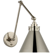 Parkington Double Library Swing Arm Wall Lamp in Polished Nickel