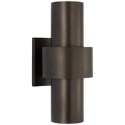 Chalmette Medium Layered 2-Light Wall Sconce in Aged Iron