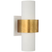 Chalmette Medium Layered 2-Light Wall Sconce in Plaster White and Gild