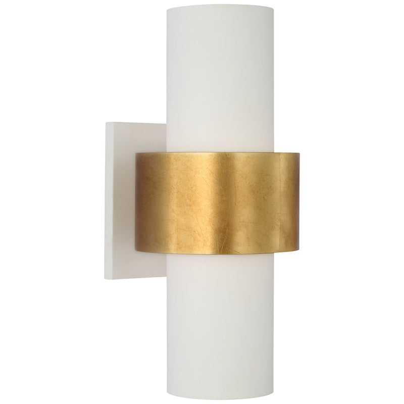 Chalmette Medium Layered 2-Light Wall Sconce in Plaster White and Gild