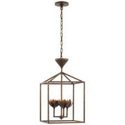 Alberto Small Open Cage 3-Light Lantern Pendant in Antique Bronze Leaf