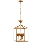 Alberto Small Open Cage 3-Light Lantern Pendant in Antique Gold Leaf