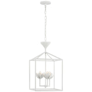 Alberto Small Open Cage 3-Light Lantern Pendant in Plaster White