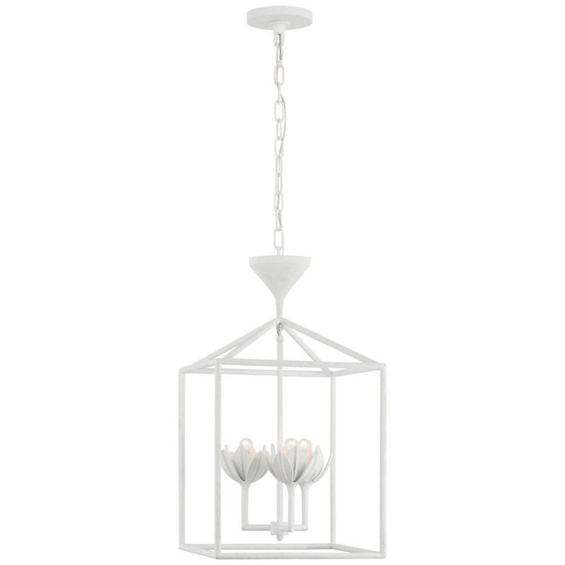 Alberto Small Open Cage 3-Light Lantern Pendant in Plaster White