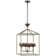 Alberto Medium Open Cage 4-Light Lantern Pendant in Antique Bronze Leaf